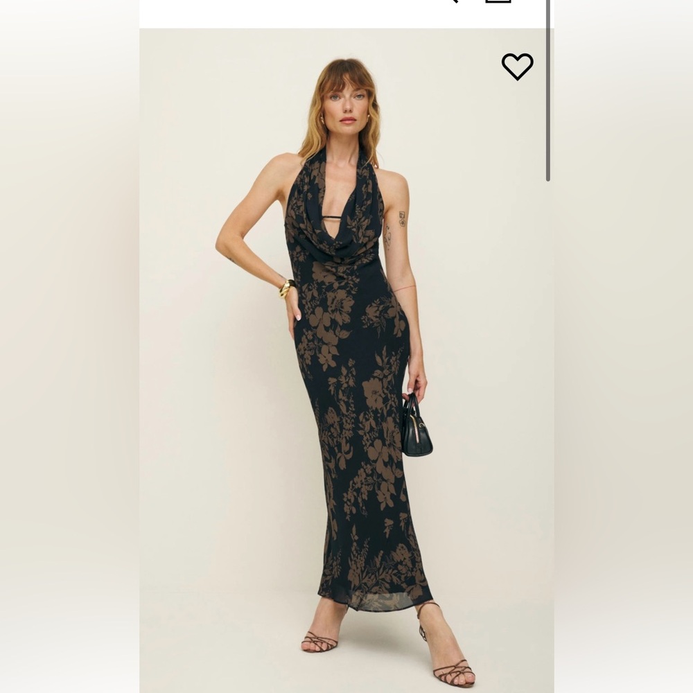 Reformation Lilia dress in brown and black floral